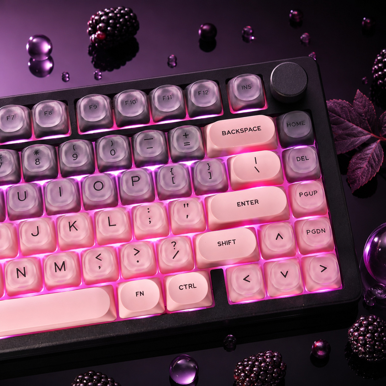 Gaming Accessories Aesthetic - Zwart-roze, met een verloop van kleuren,